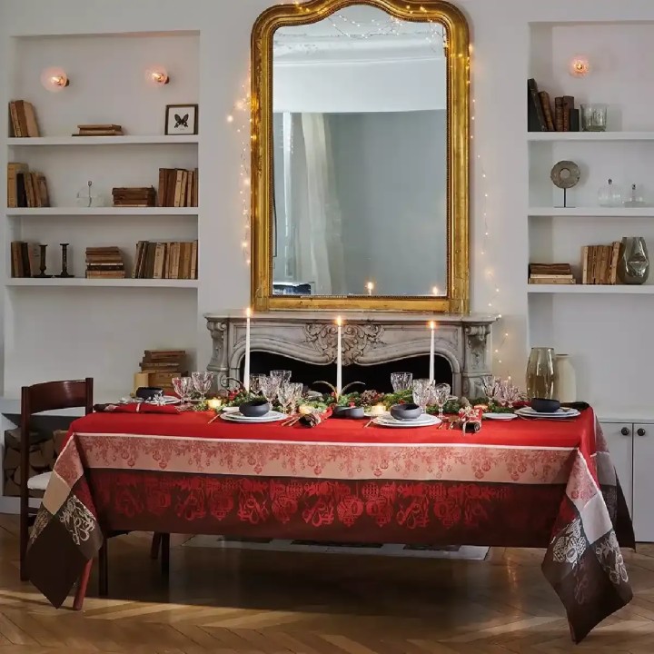 Nappe anti tache pur coton rouge rouge