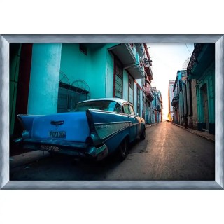 Tirage encadré sur aluminium 50's car 90x60 cm