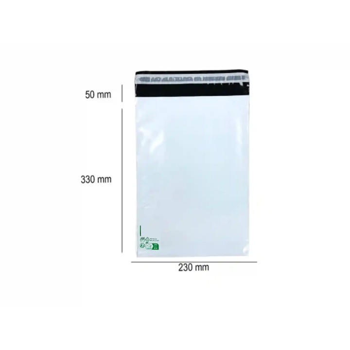 10 Enveloppes plastique opaques ECO 60 microns N°2 - 230x330mm