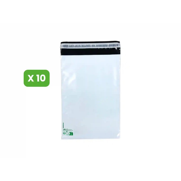 10 Enveloppes plastique opaques ECO 60 microns N°2 - 230x330mm