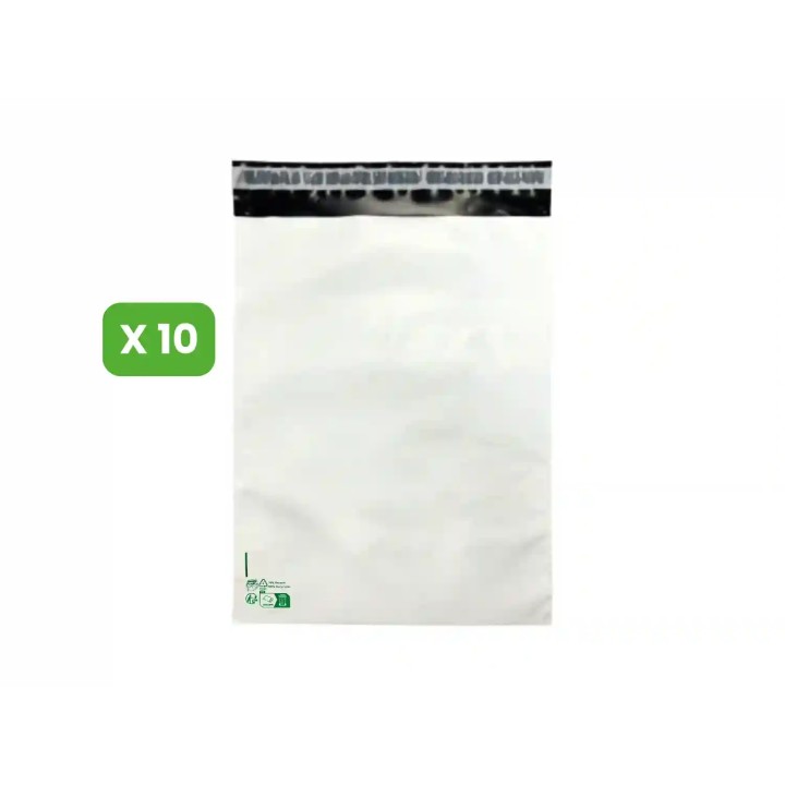 10 Enveloppes plastique opaques 80 microns N°3 - 295x370mm