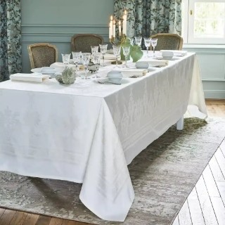 Nappe jacquard pur coton blanc blanc