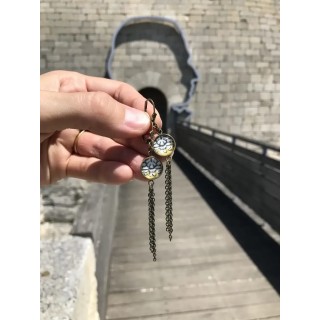 Boucles d'Oreilles provençales jaune Espigaou