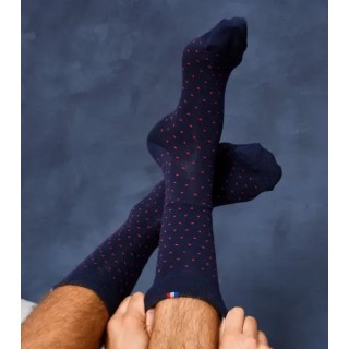 Chaussettes Homme Marine à Pois - L'Enflammee - 41/46