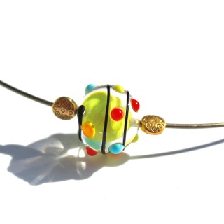 Ras de cou Murano Spirale Verte Satellite Multicolore Papaye