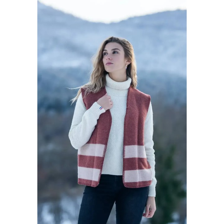 Gilet Pelerii Cognac / Beige - Laine Française Recyclée - Taille 1