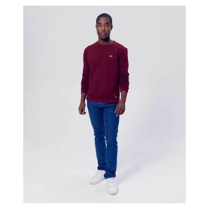 Sweat Benoît vélo bordeaux en coton bio