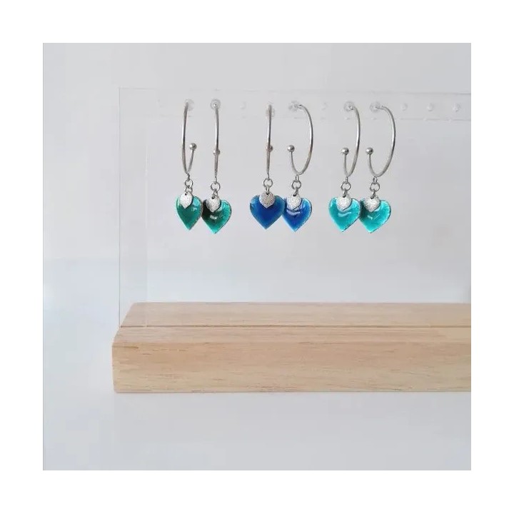 Créoles ouvertes cœur émaillé