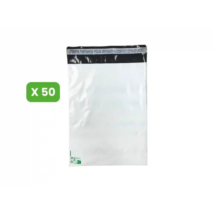 50 Enveloppes plastique opaques ECO 60 microns N°3 - 280x370mm