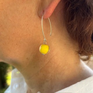 Boucles d'oreilles pendante en argent avec perles de verre de murano Bea coloris jaune