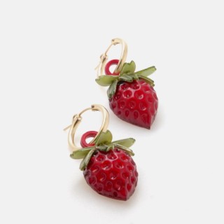 Boucle d'oreille créole originale Fraise Botanica