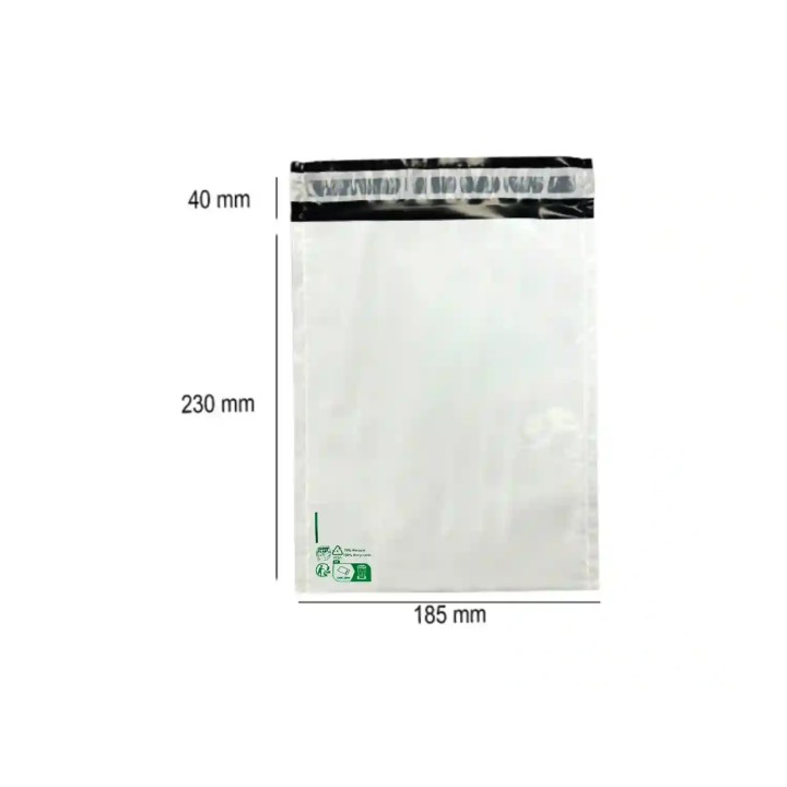 100 Enveloppes plastique opaques 80 microns N°1 - 185x230mm