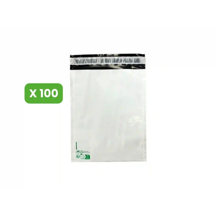 100 Enveloppes plastique opaques 80 microns N°1 - 185x230mm