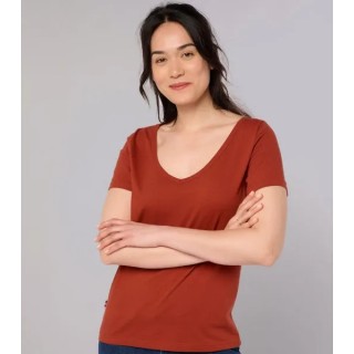 T-shirt col V Femme Terracotta - L'Intemporel - XS