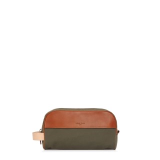Trousse de toilette - Toile Olive et Cuir