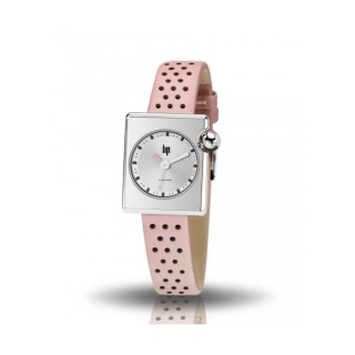 Montre Lip - Mach 2000 mini square bracelet cuir rose