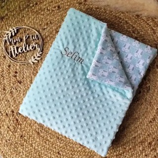 Plaid bébé Hiboux/céladon