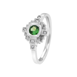 Bague Esther Tsavorite verte 4 mm et diamants